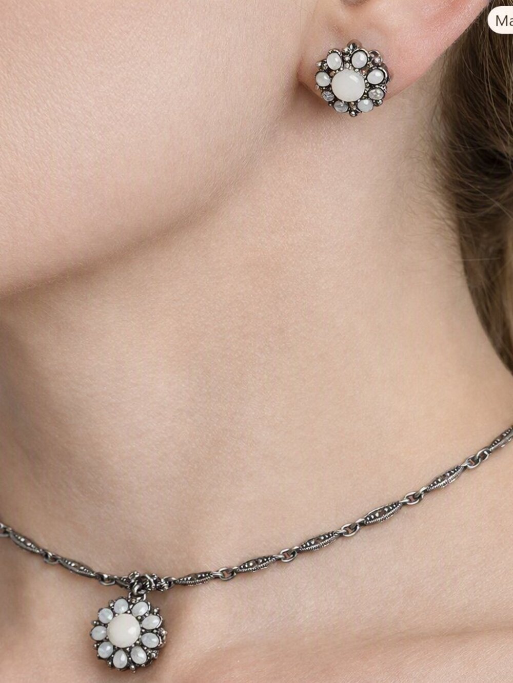 925 STERLING SILVER FLORAL NECKLACE & EARRINGS SET